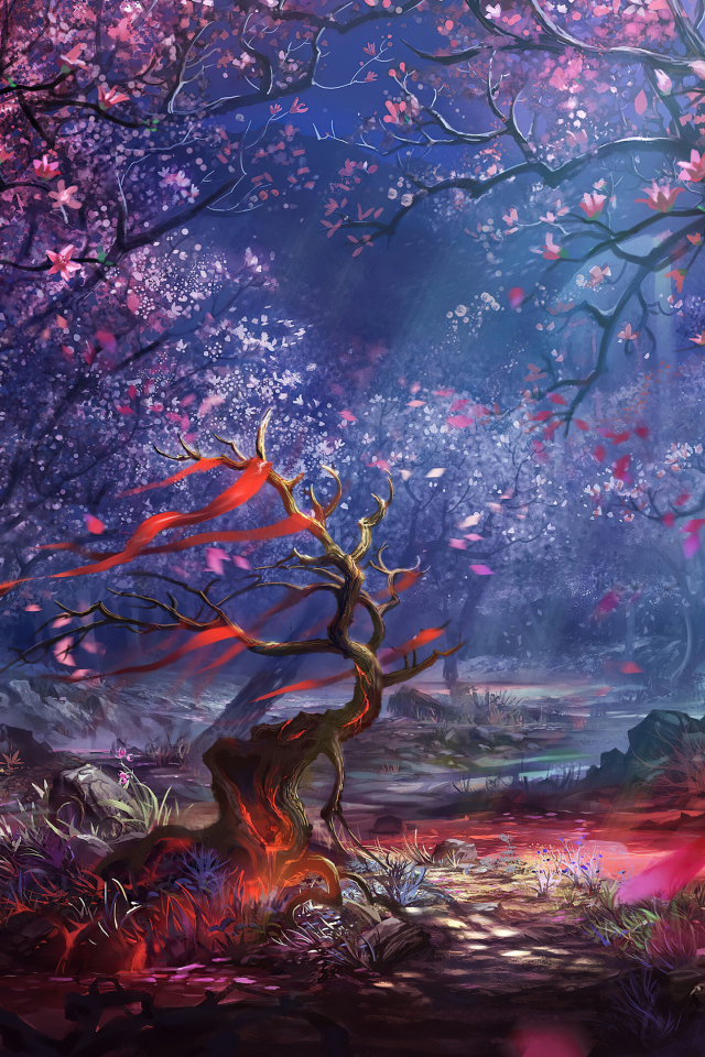 Красивый вид на фантастический лес 