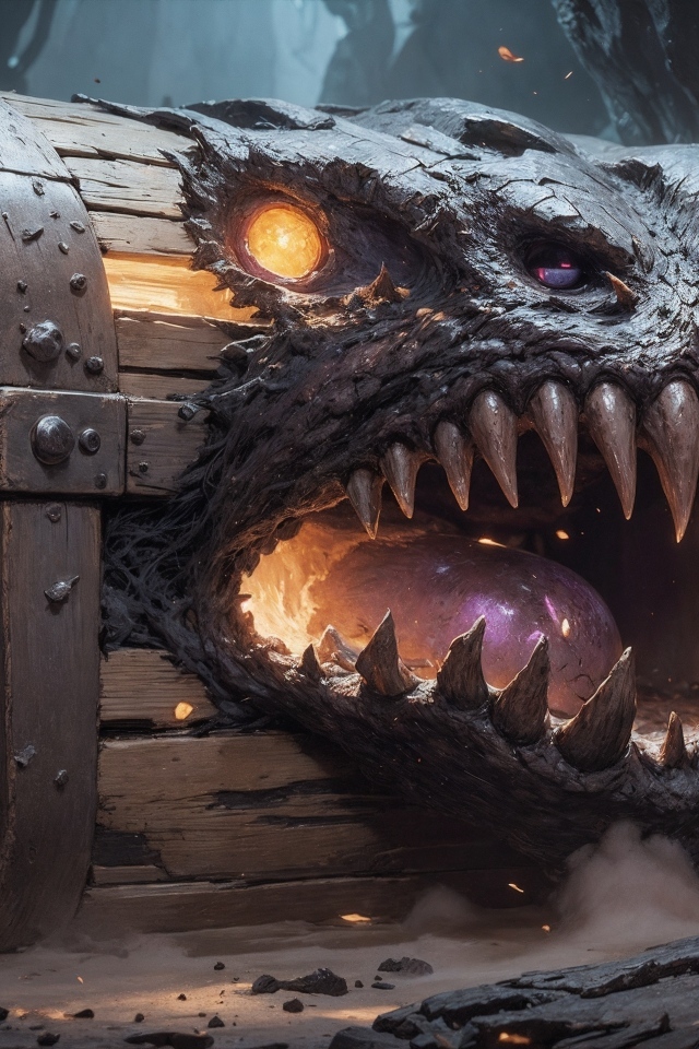 Сундук монстр с острыми клыками