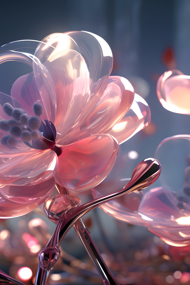 Фантастические стеклянные розовые цветы
