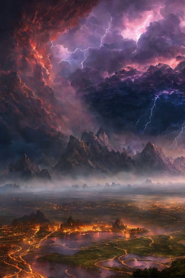 Фантастическое грозовое небо над городом