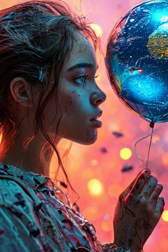 Девочка с волшебным шариком в руках