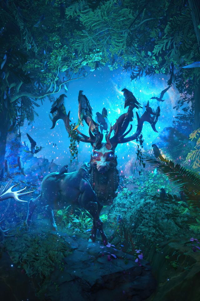 Мифический олень в лесу