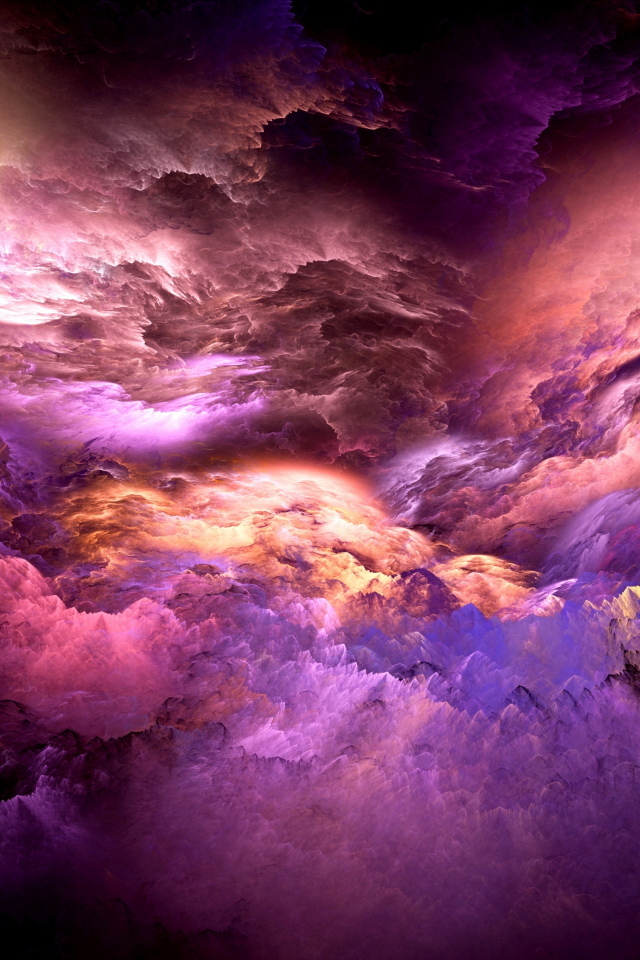 Розовые фантастические грозовые облака