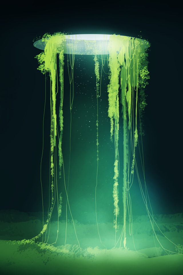 Растения растут из дыры в небе