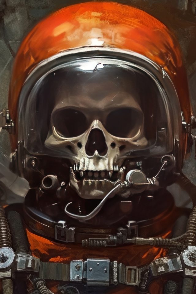 Скелет астронавта в костюме 