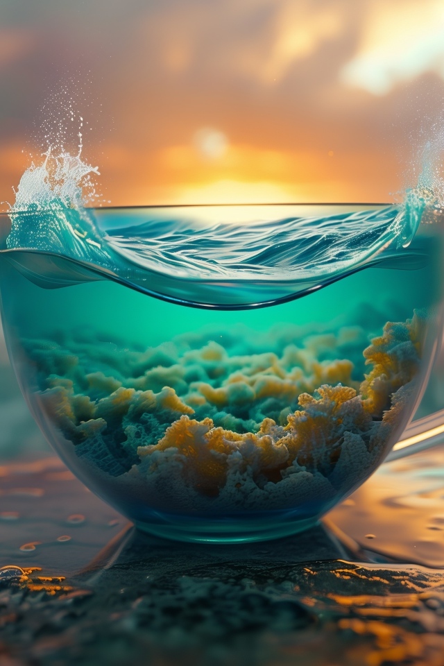 В кружке вода и морские водоросли