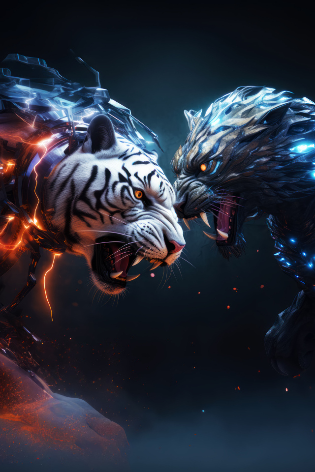 Два свирепых фантастических тигра 