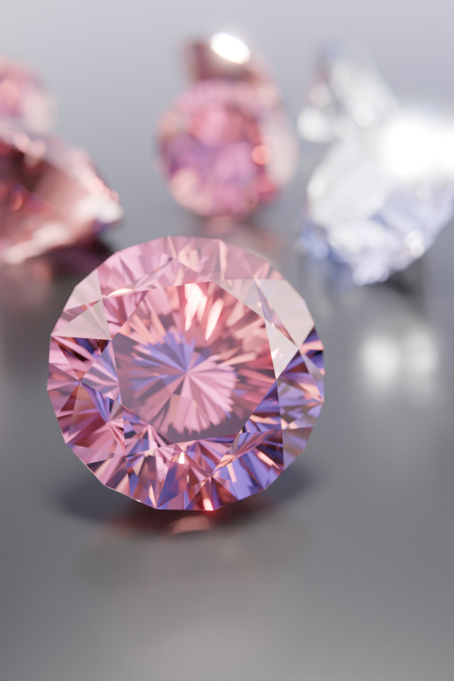 Бриллианты на сером фоне крупным планом