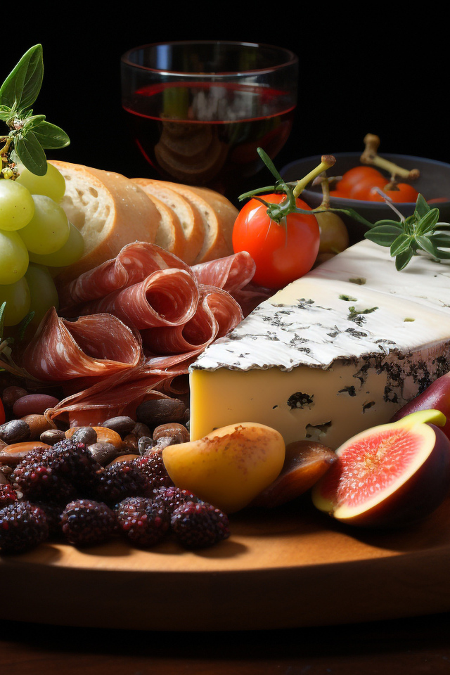 Вкусный сыр с колбасой и виноградом