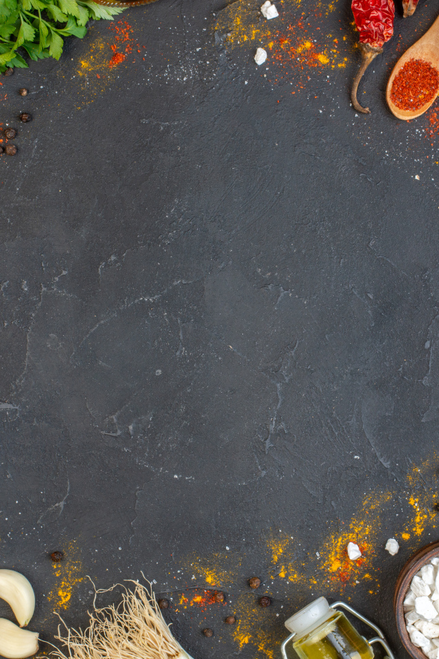 Серый фон с овощами и фруктами, шаблон