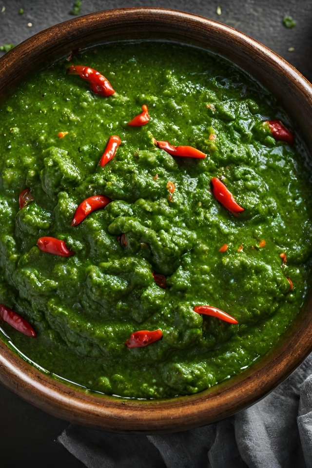 Зеленая паста с овощами и специями