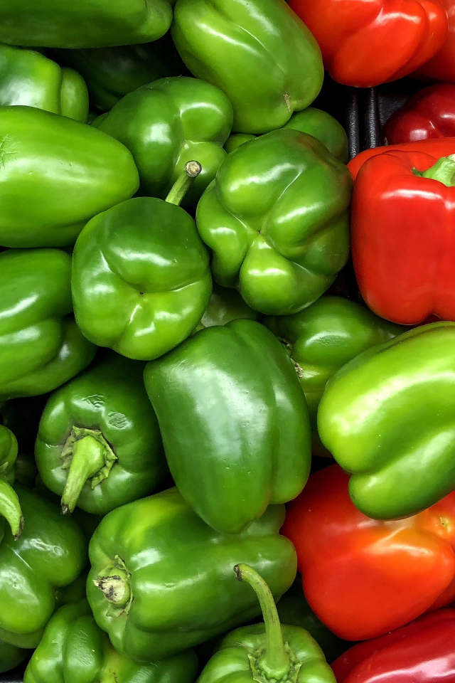 Большой красный и зеленый сладкий перец