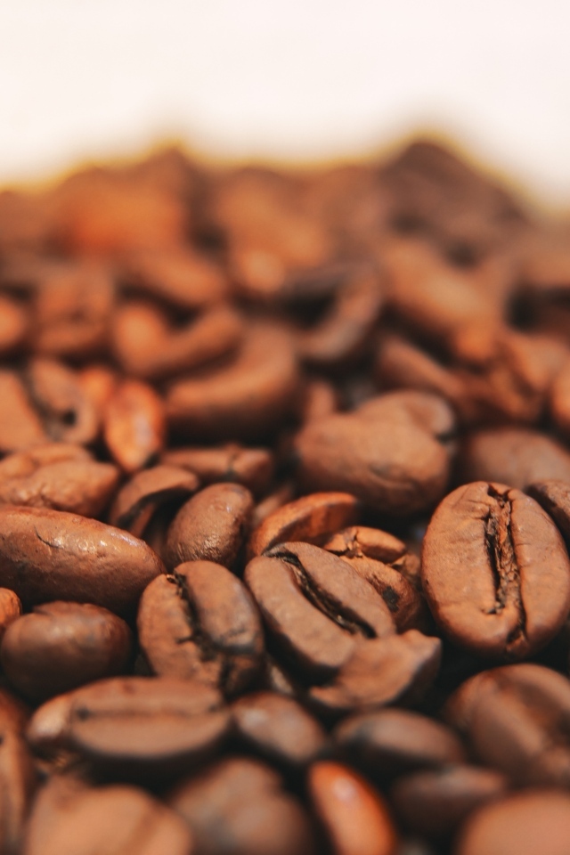 Жареные кофейные ароматные зерна крупным планом