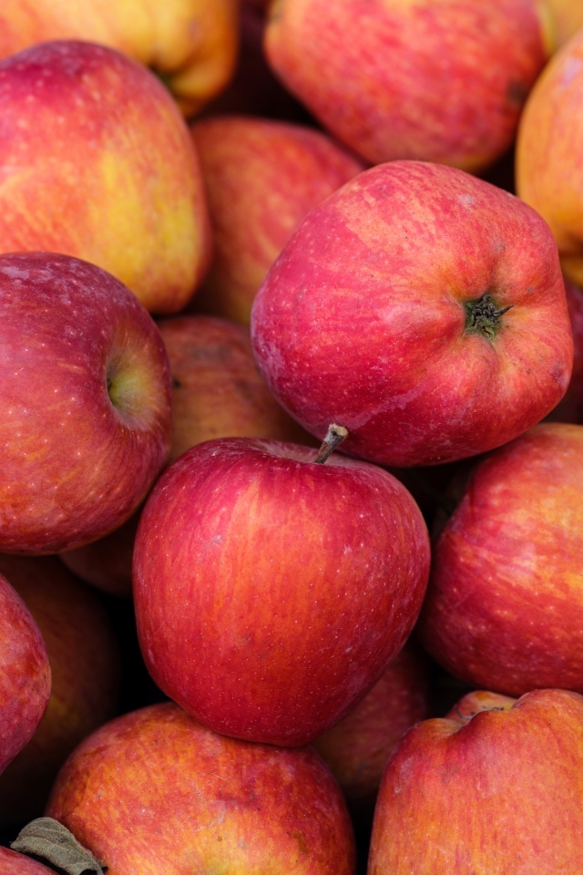 Крупные красные яблоки вблизи