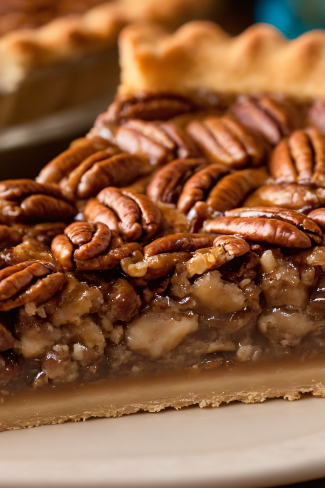 Кусок пирога с орехами пекан