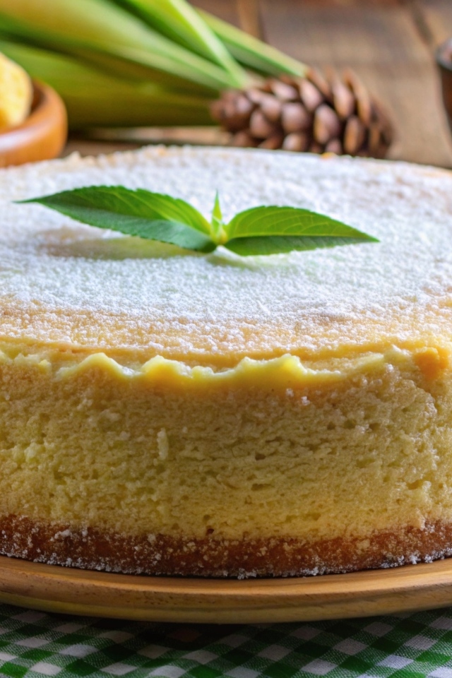 Большой лимонный торт на столе