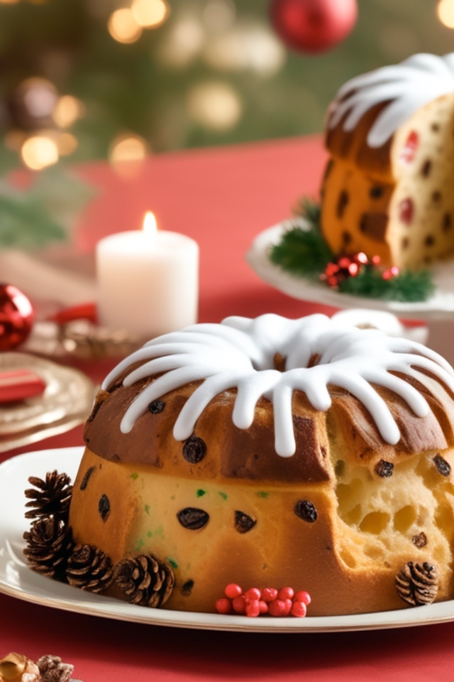 Праздничный кекс с глазурью на столе