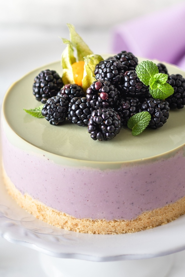Пирог с муссом и ягодами черники