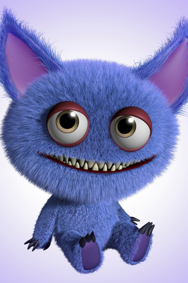 Мохнатый синий монстр с большими ушами