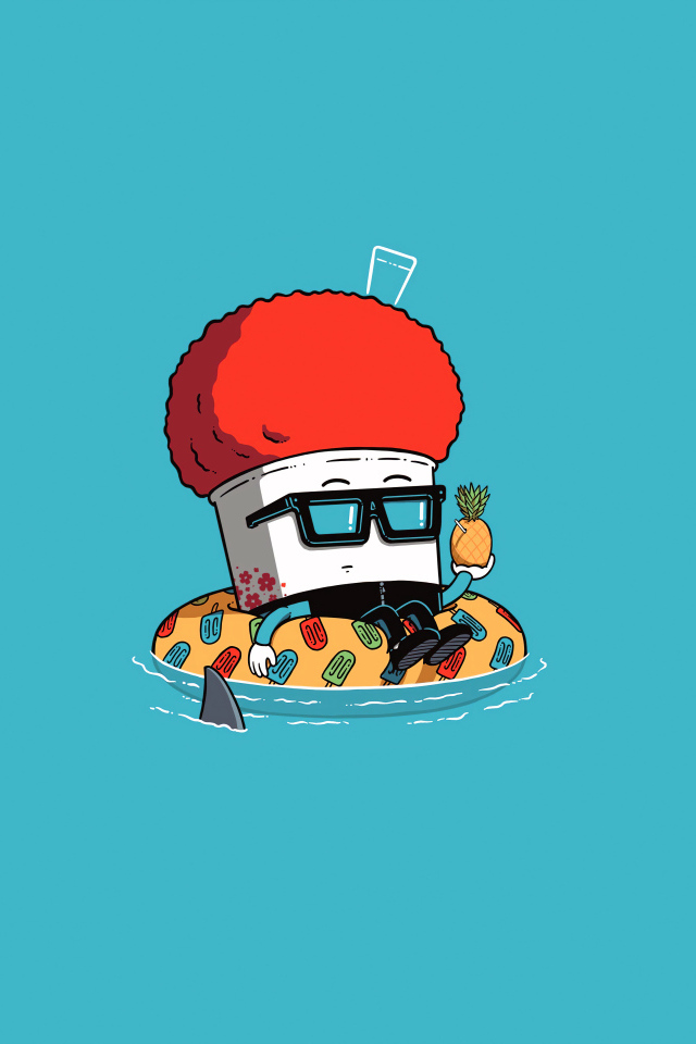 Пончик со стаканом на голубом фоне