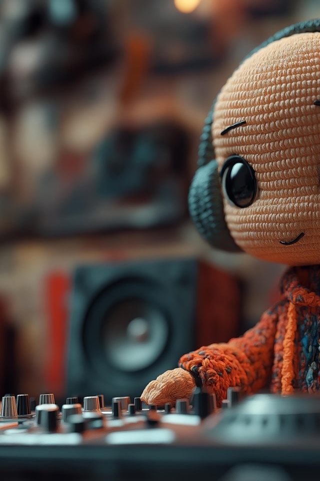 Вязаный диджей за пультом