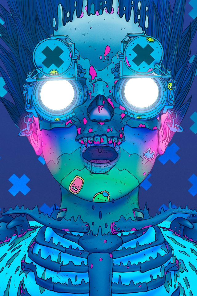 Человек с очками на синем фоне