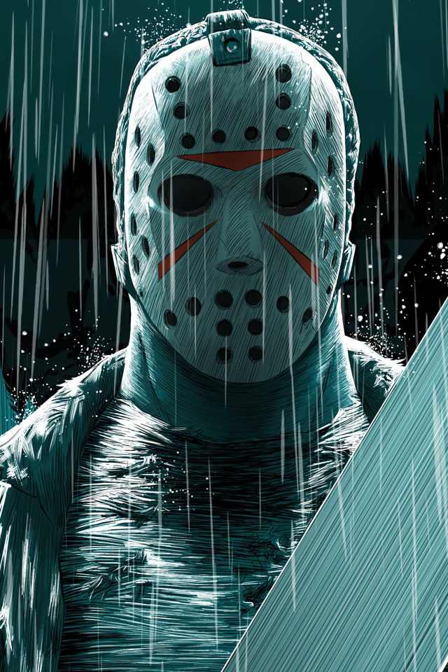 Мужчина в маске с мачете в руках