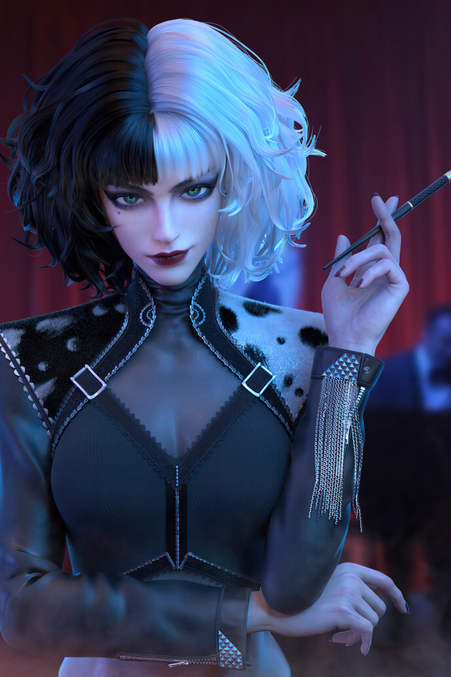 Персонаж Круэлла с сигаретой в руке