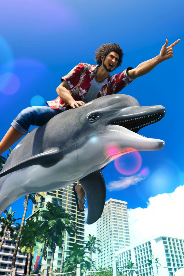 Полет на дельфине в компьютерной игре  Like a Dragon. Infinite Wealth, 2024