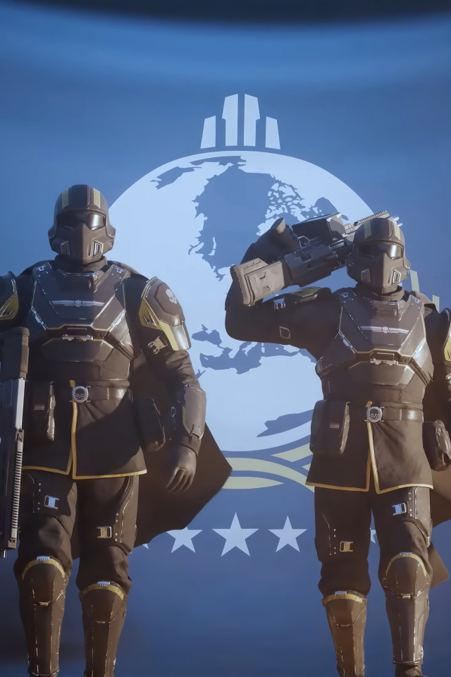 Четыре солдата из компьютерной игры Helldivers 2