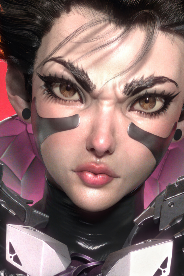 Девушка солдат с оружиев в руках 