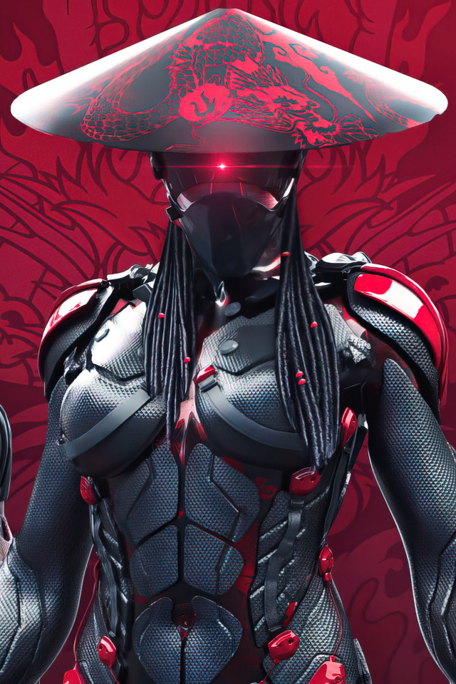 Три воина на красном фоне 