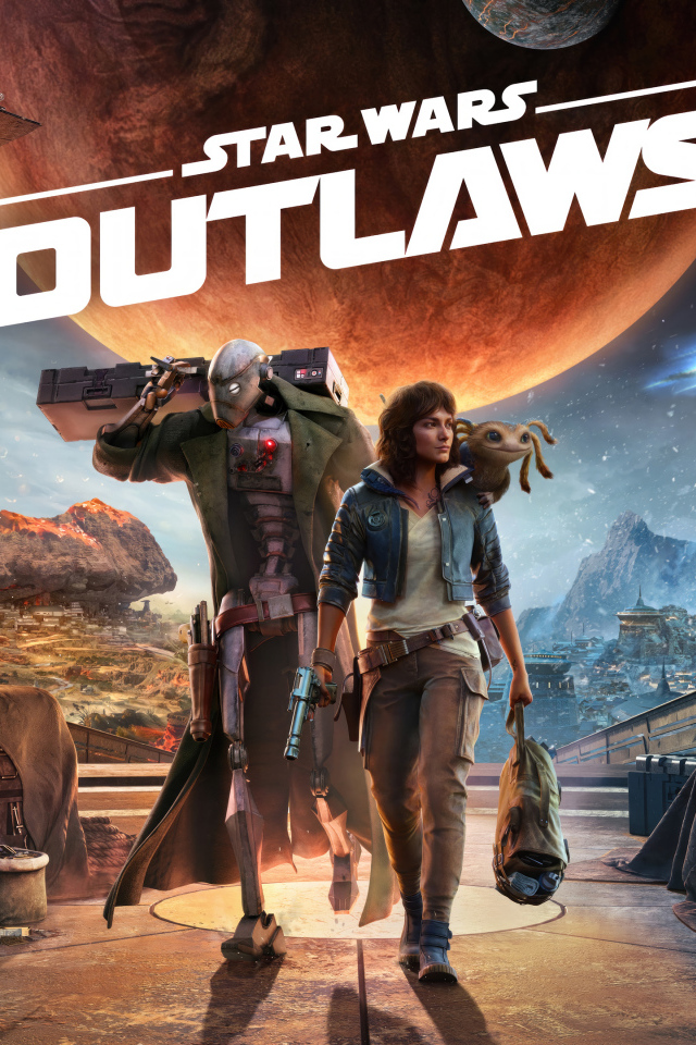 Два персонажа компьютерной игры Star Wars Outlaws, 2024