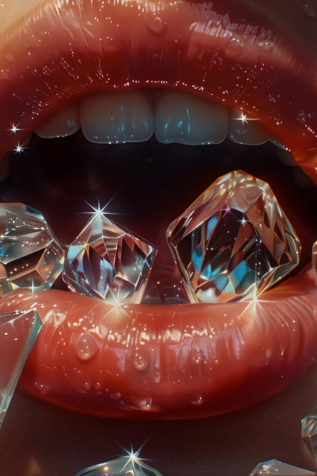 Женские губы с бриллиантами