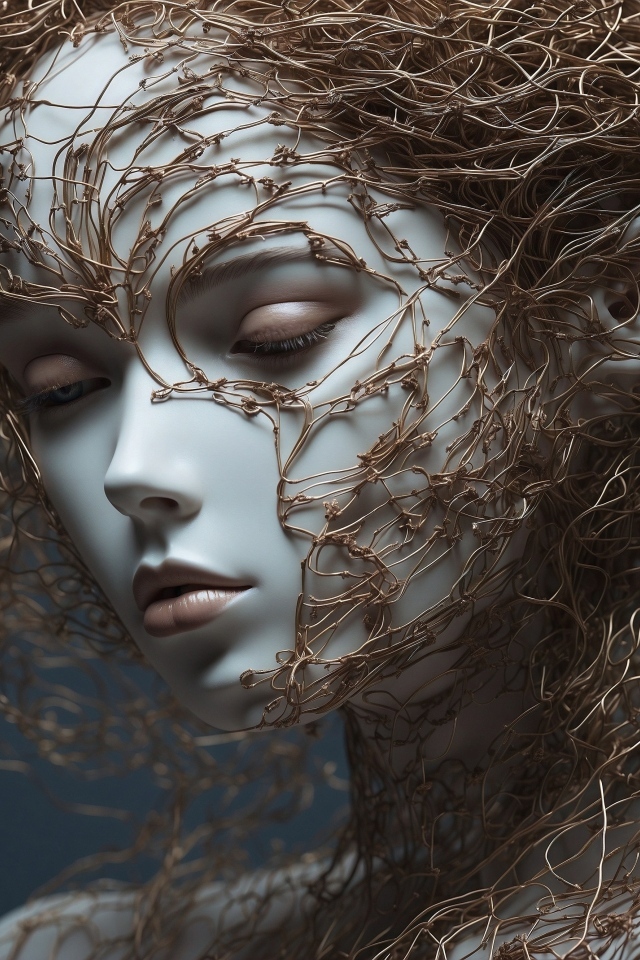 Девушка 3д покрыта сетями