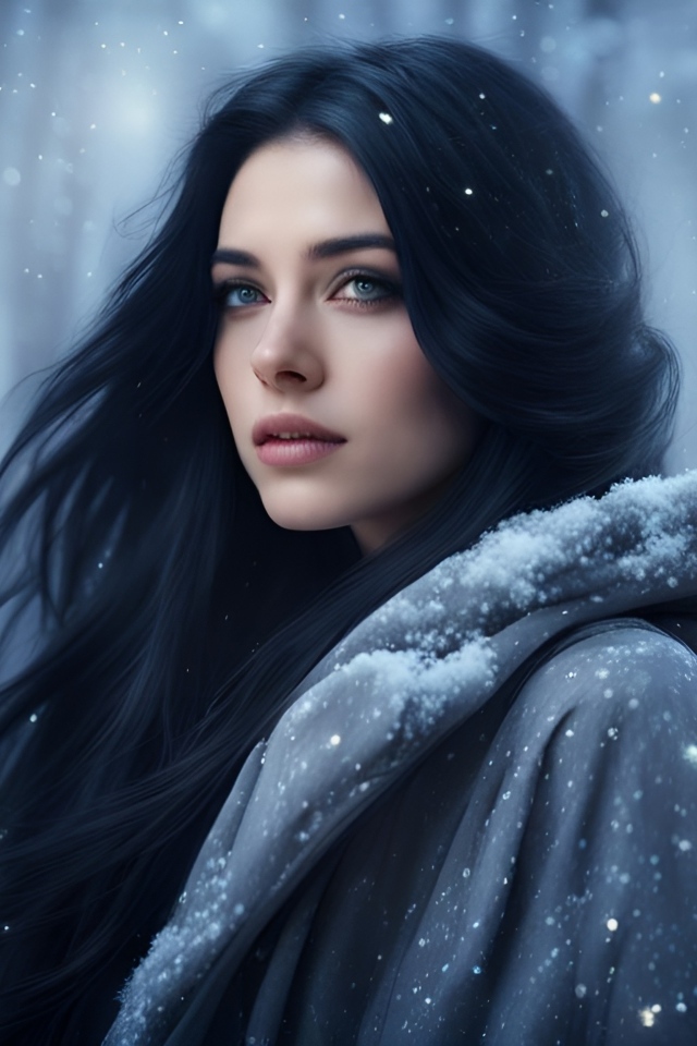 Красивая темноволосая девушка в лесу