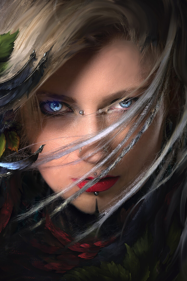 Красивая девушка со светящимися голубыми глазами