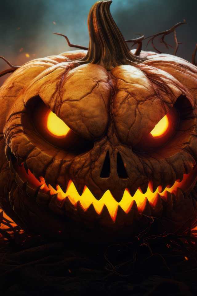 Яростная тыква демон на Хэллоуин