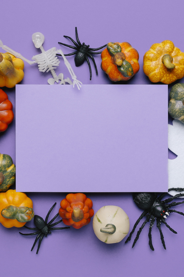 Шаблон с декором для поздравительной открытки на Хеллоуин 