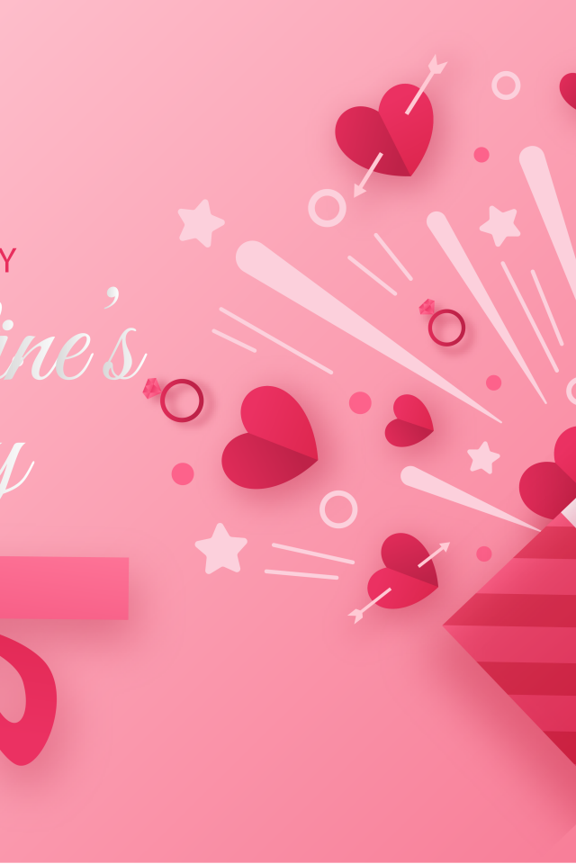 Розовая открытка на праздник Влюбленных