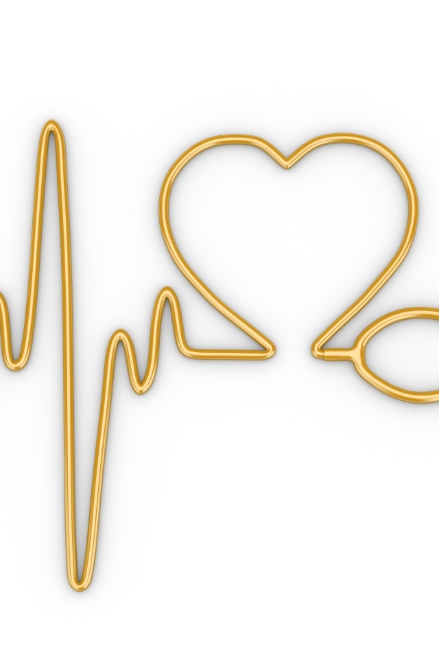 Кардиограмма со стетоскопа на белом фоне