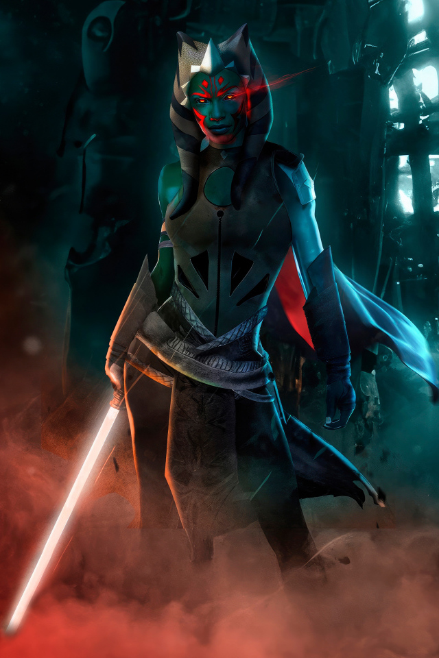 Персонаж Асока с лазерным мечом