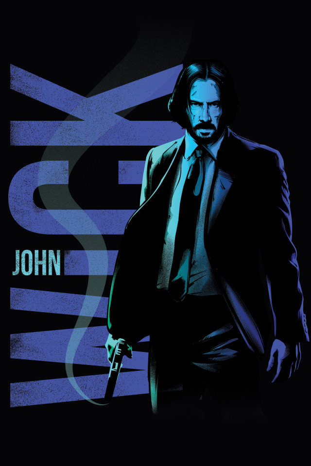 Арт постер фильма Джон Уик на черном фоне
