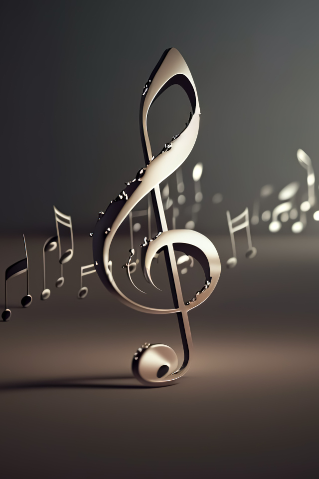 Металлические 3д ноты на сером фоне