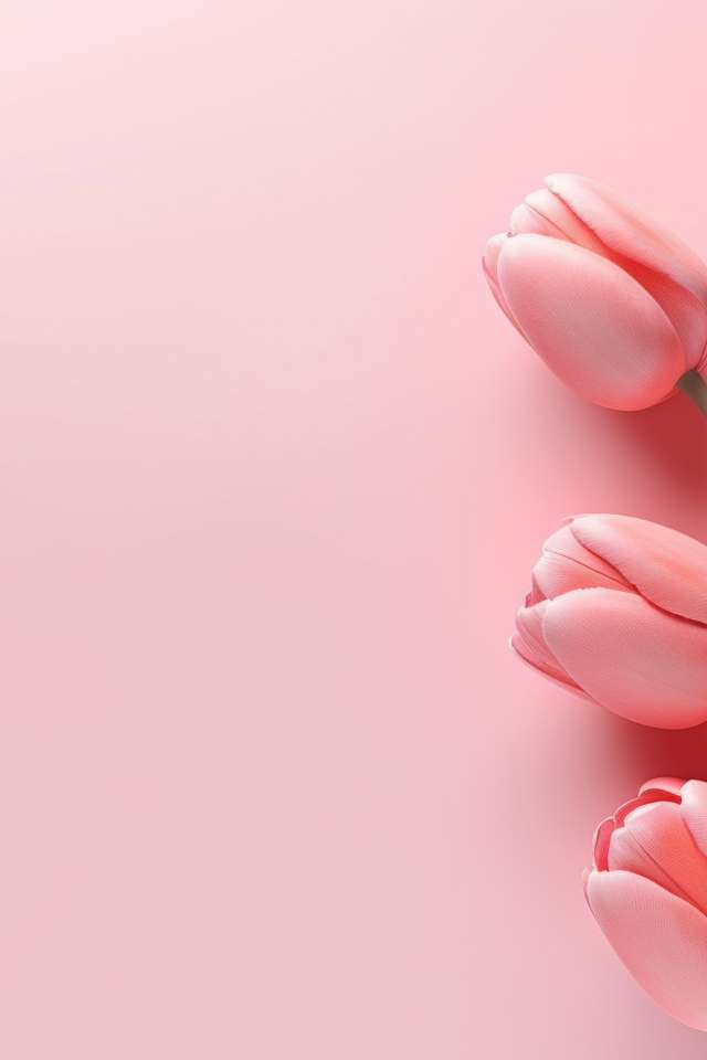Букет нежных тюльпанов на розовом фоне