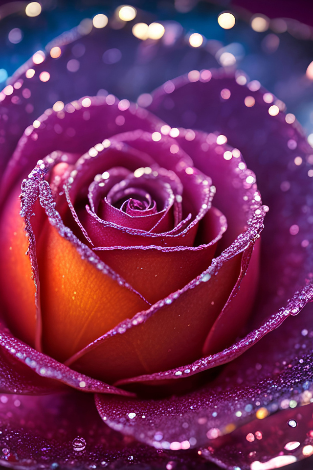 Необычная фантастическая роза с блестками