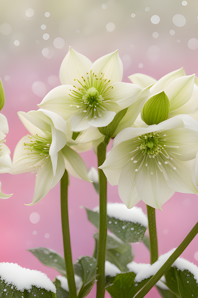 Белая рождественская роза на розовом фоне