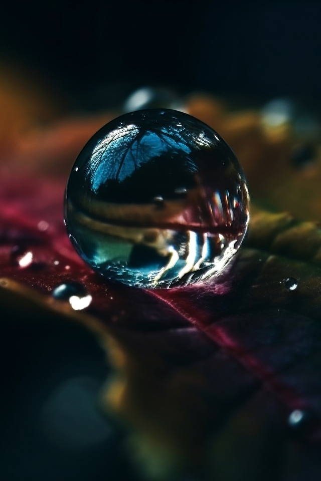 Капля воды на зеленом листе крупным планом