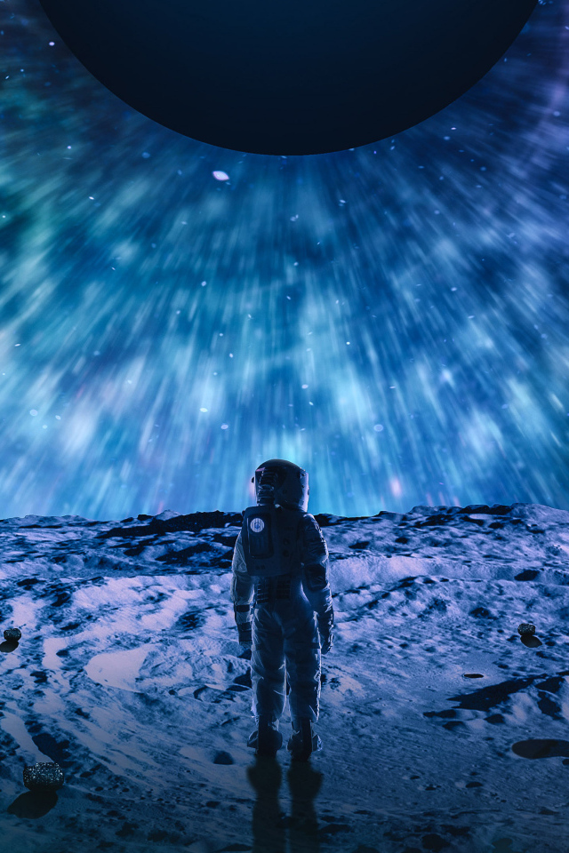 Астронавт на поверхности холодной  планеты 