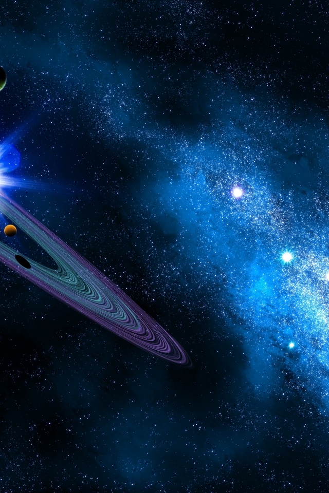 Красивый полет планет в бескрайнем космосе